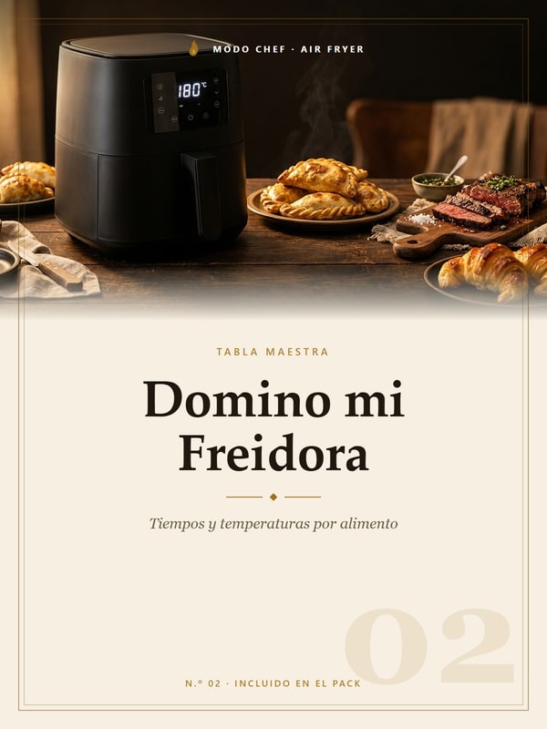 Bono 2: Domino mi Freidora — Tabla Maestra de tiempos y temperaturas