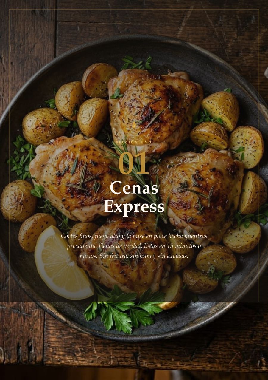 Portada de la sección Cenas Express del recetario Modo Chef
